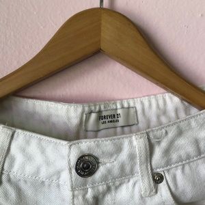 High Waisted White Denim Shorts